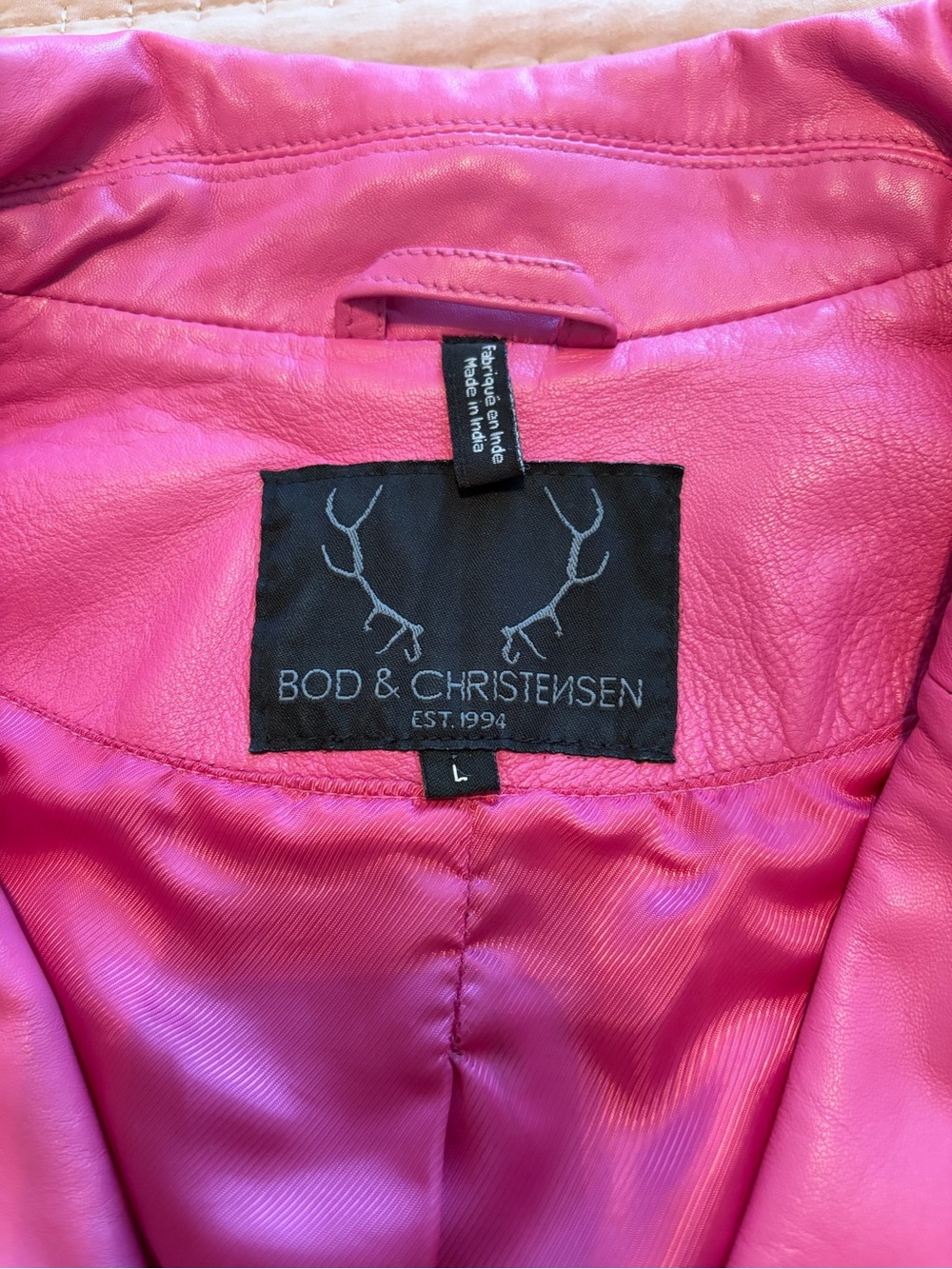 Bod and Christensen Hot Pink Leather Blazer Jacket - Women - Picture 3 of 4